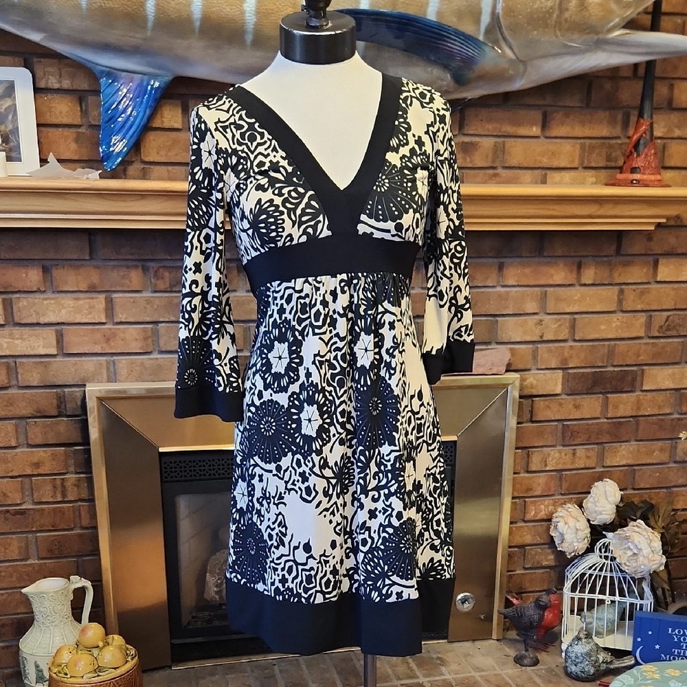 Vintage Y2k Mini Dress Medallion Pattern Size M Ties At Waist Made In USA